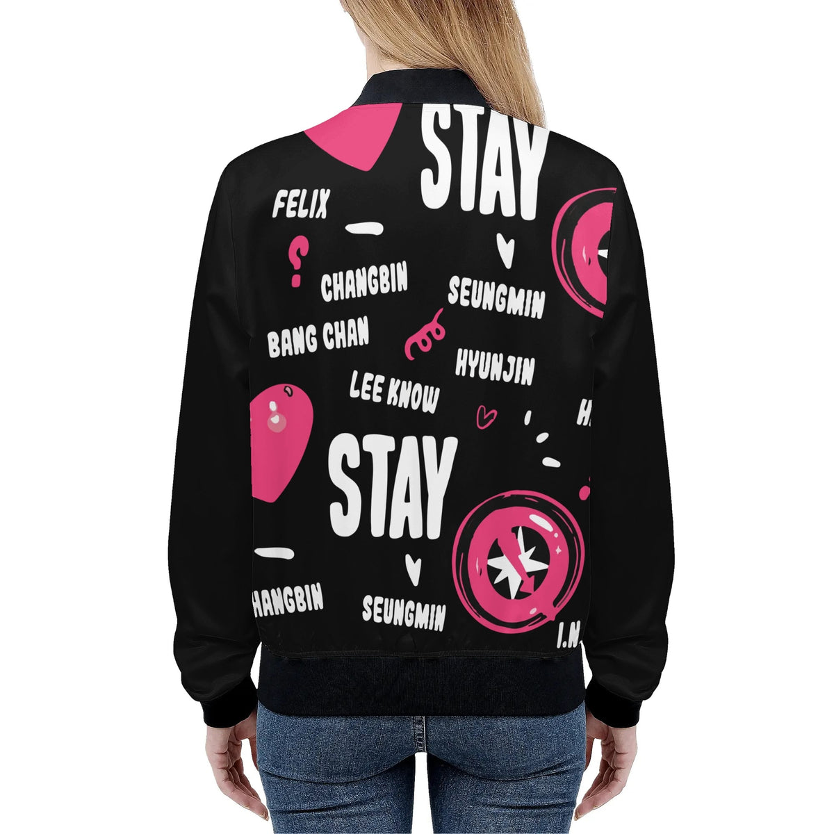 StrayKids Appreciation Zip Up Print Bomber Jacket