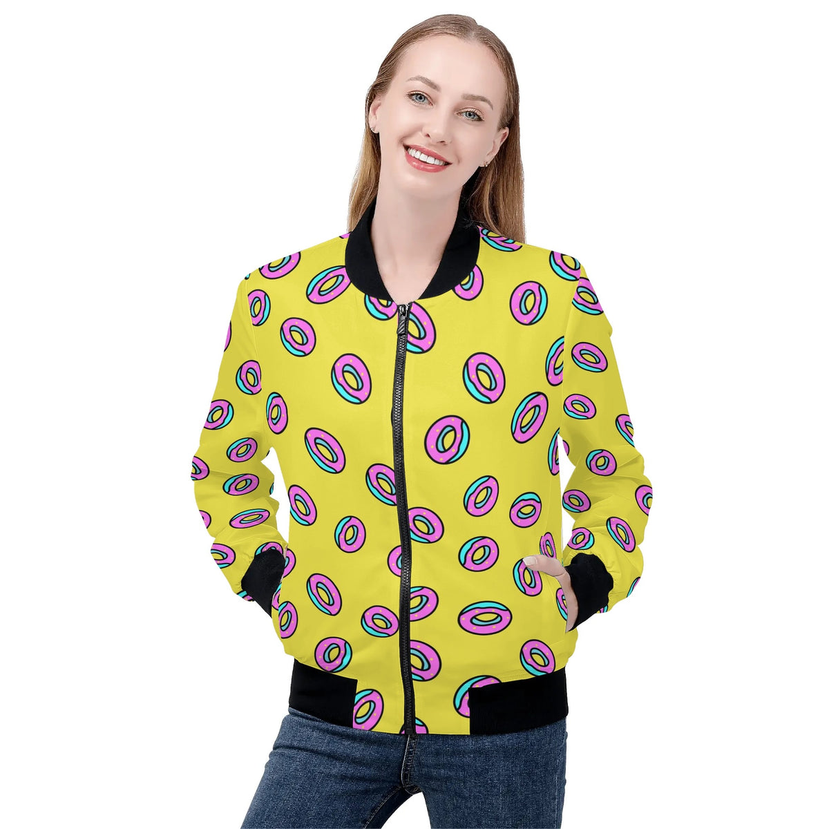 Kpop Donut Print Bomber Jacket