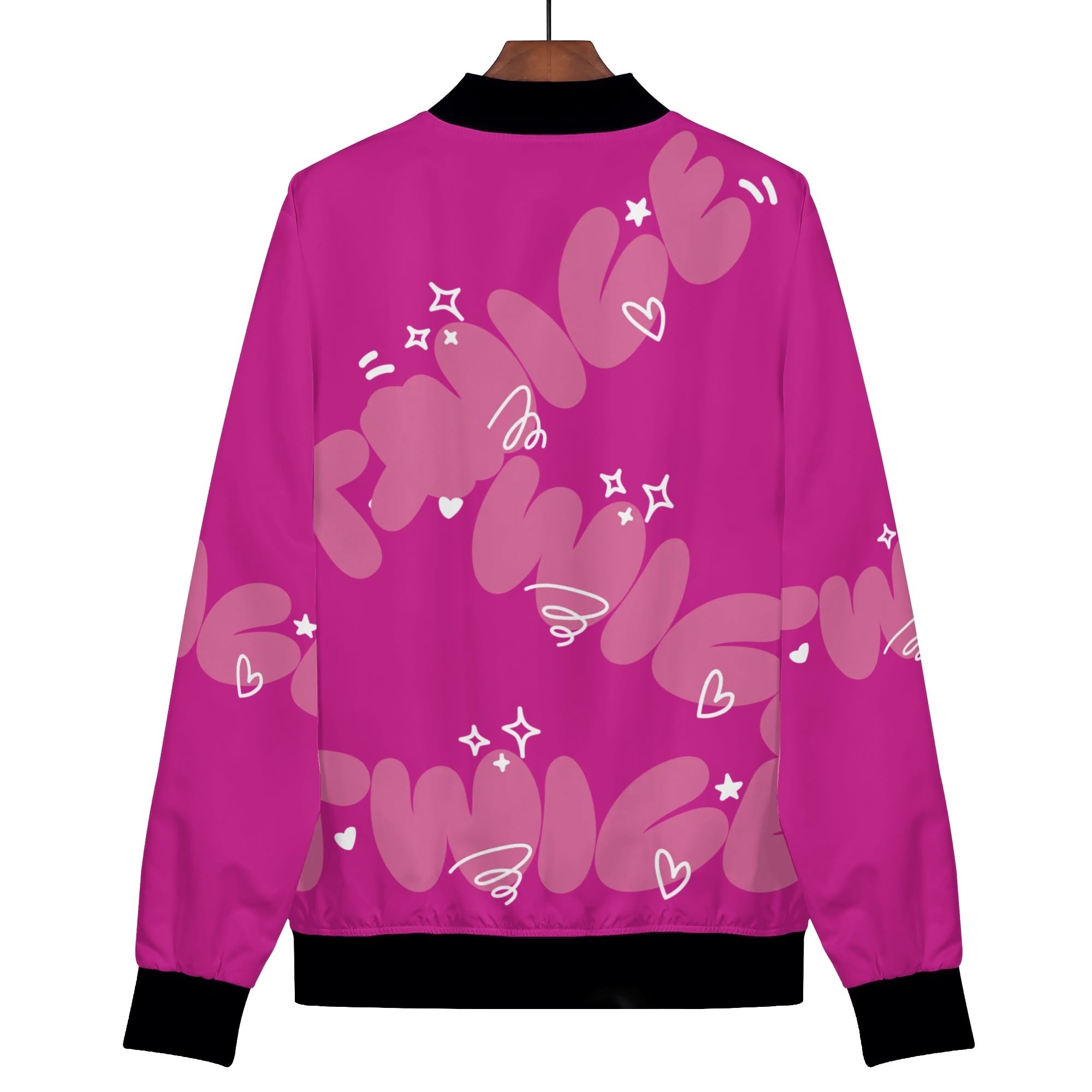 Pink Twice  Zip Up Print Bomber Jacket