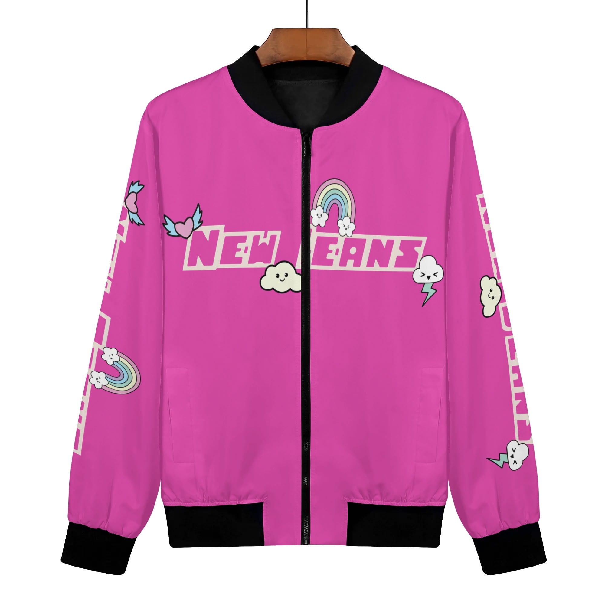 Pink New Jeans Bomber Jacket