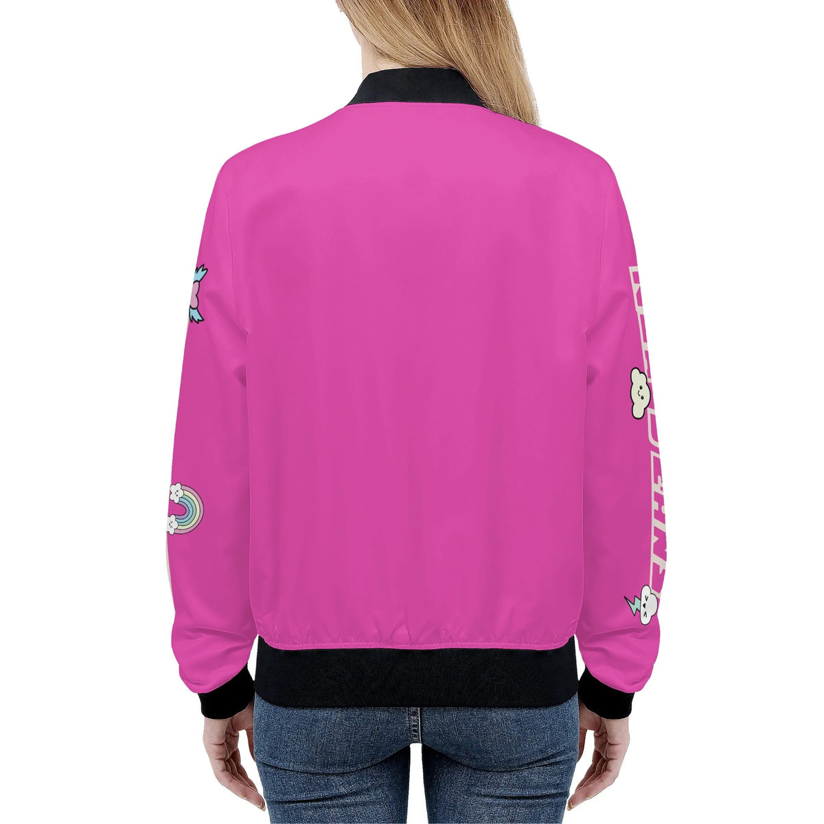 Pink New Jeans Bomber Jacket