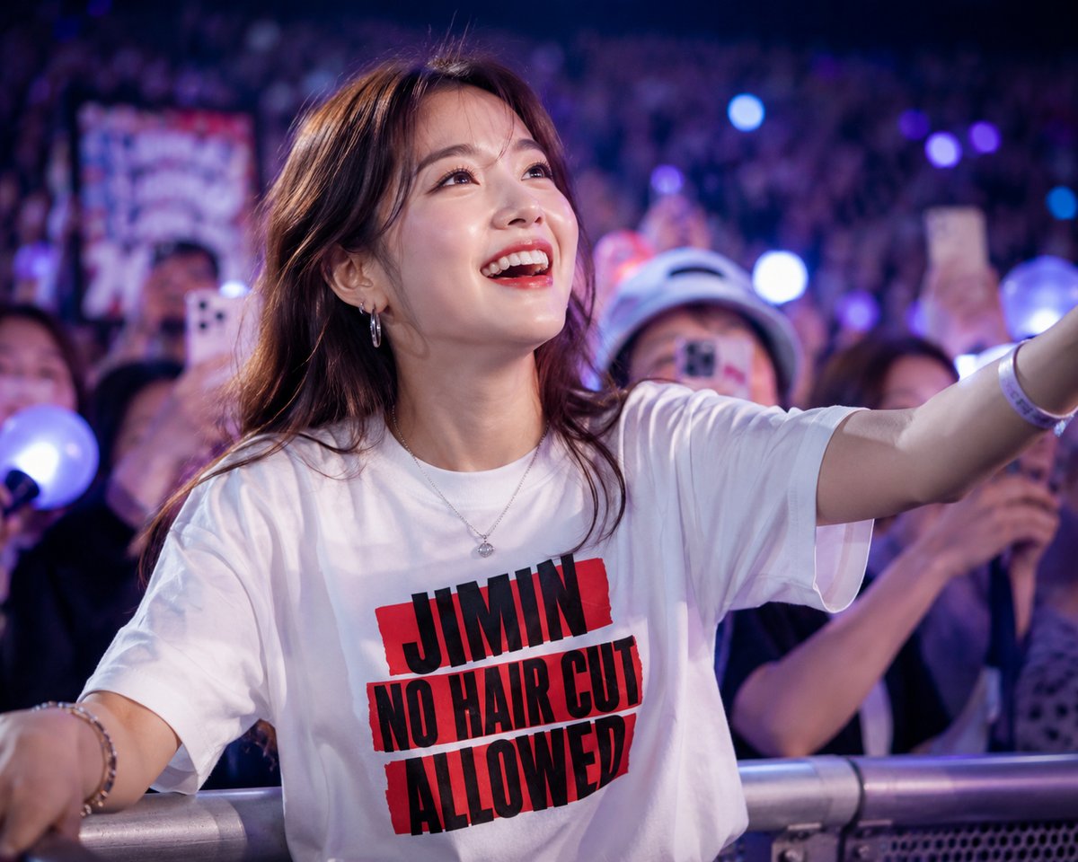 Jimin Arirang tshirt for Army - "No haircut allowed"