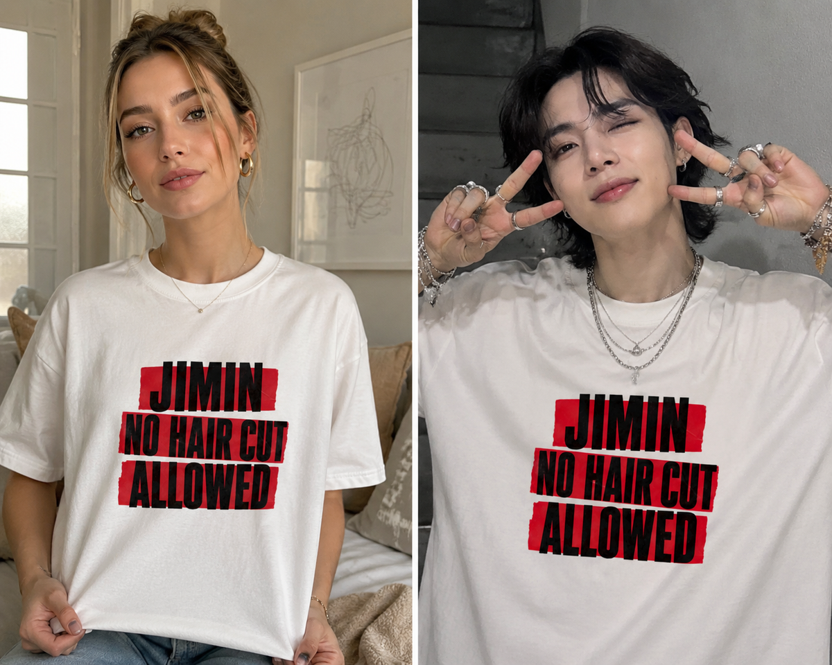 Jimin Arirang tshirt for Army - "No haircut allowed"