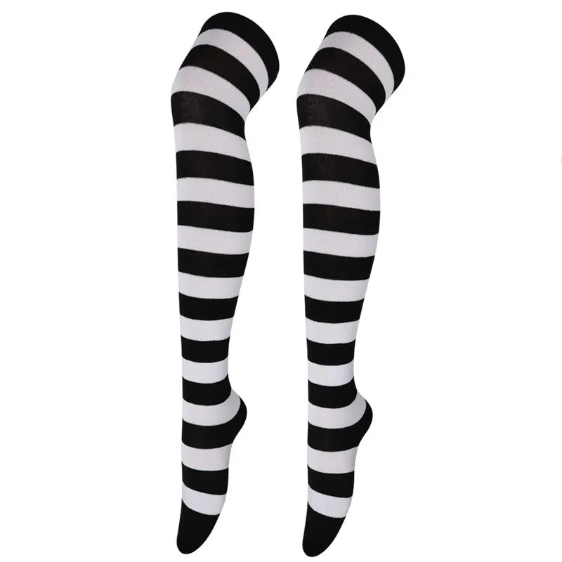 European and American Socks Stockings Women Japanese Style Stripe Knee Socks Thigh Socks Cosplay Anime Women's Socks Wholesale