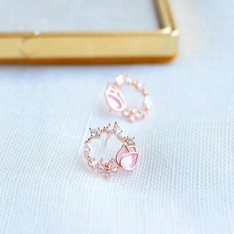 Cute Kawaii Pink Sweet Stud Earrings