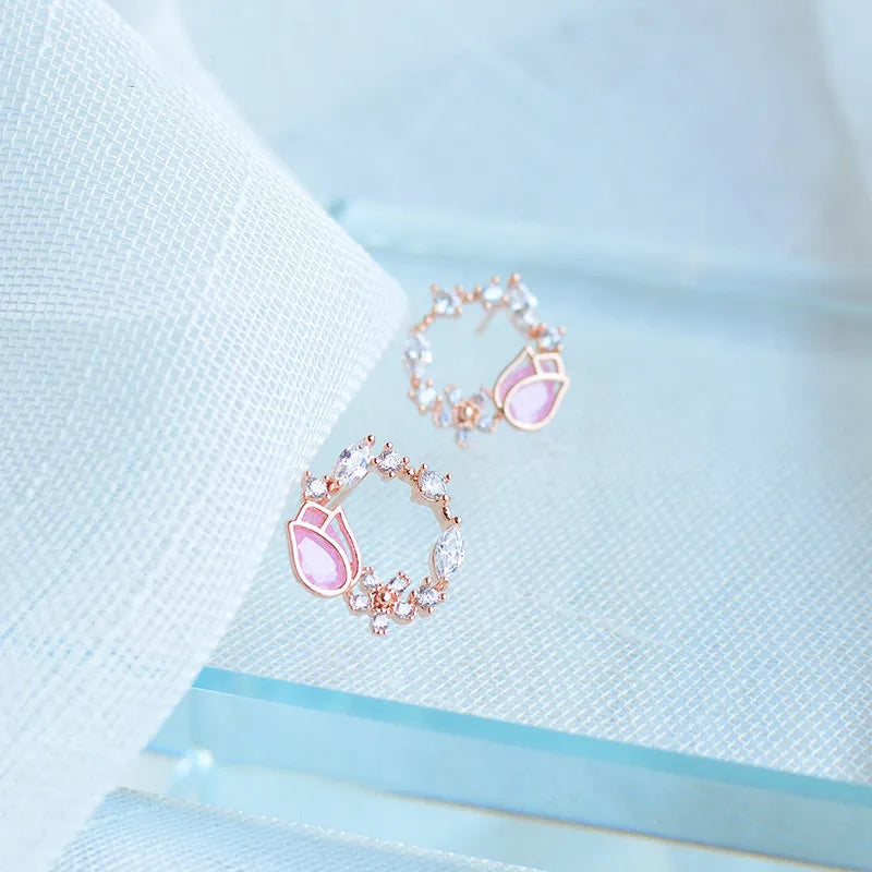 Cute Kawaii Pink Sweet Stud Earrings