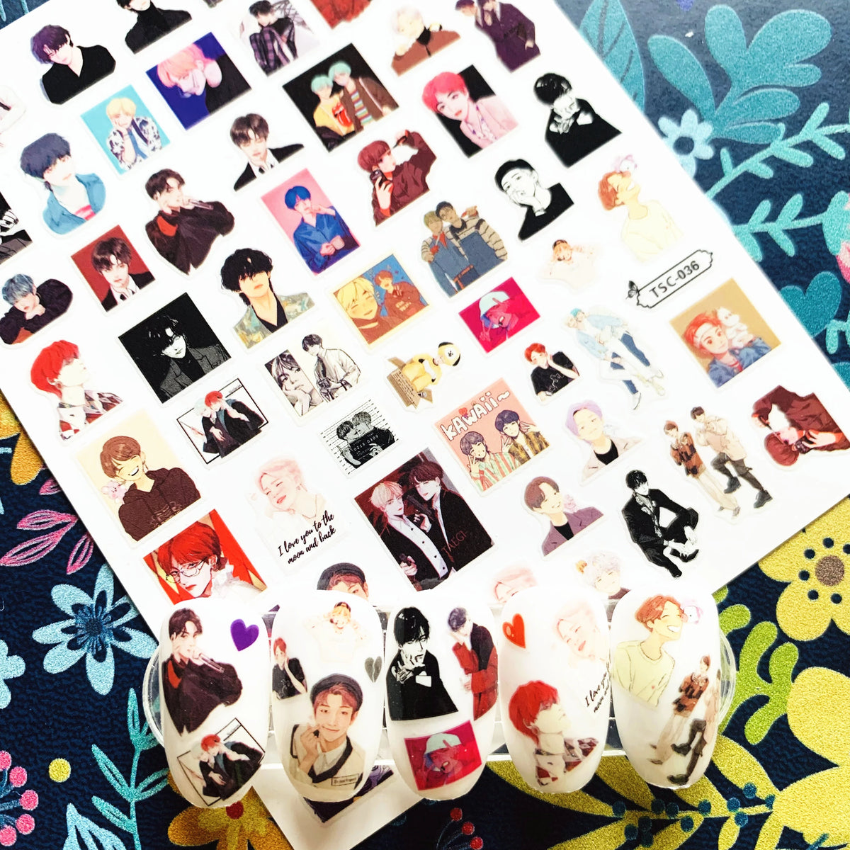 Kpop idols Bangtan art 3D nail stickers