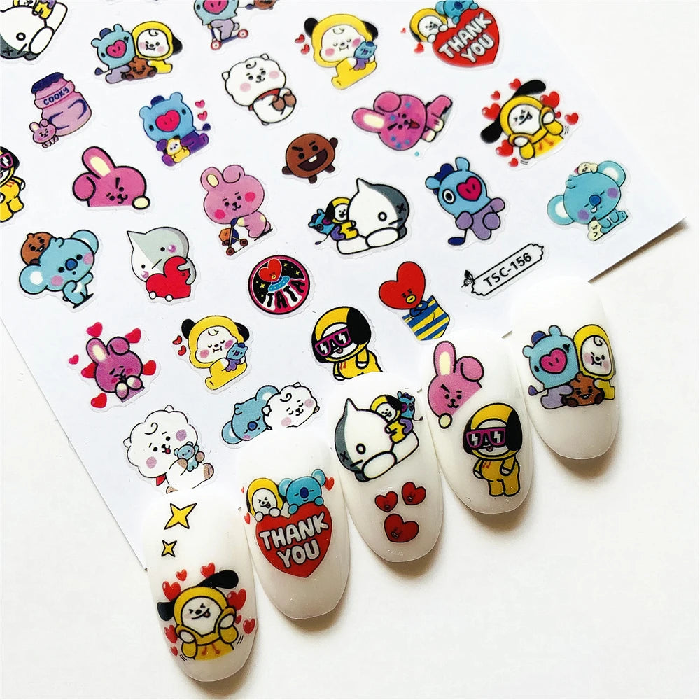 Cute Kawaii nails - Cute characters 3D Nail stickers