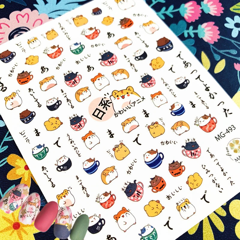 Cute Kawaii nails - Cute characters 3D Nail stickers
