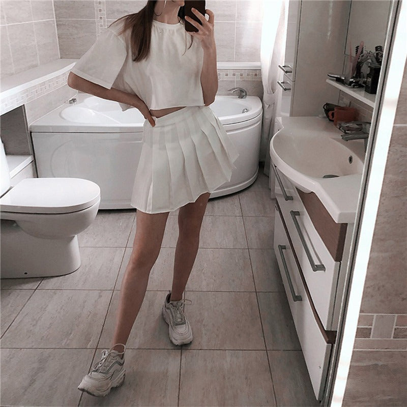 Pleated Skirt Women High Waist Sexy Mini Skirts Tennis Skirt Girl Dance Skirt Kawaii Casual Korean White Black Skirt Faldas Jupe