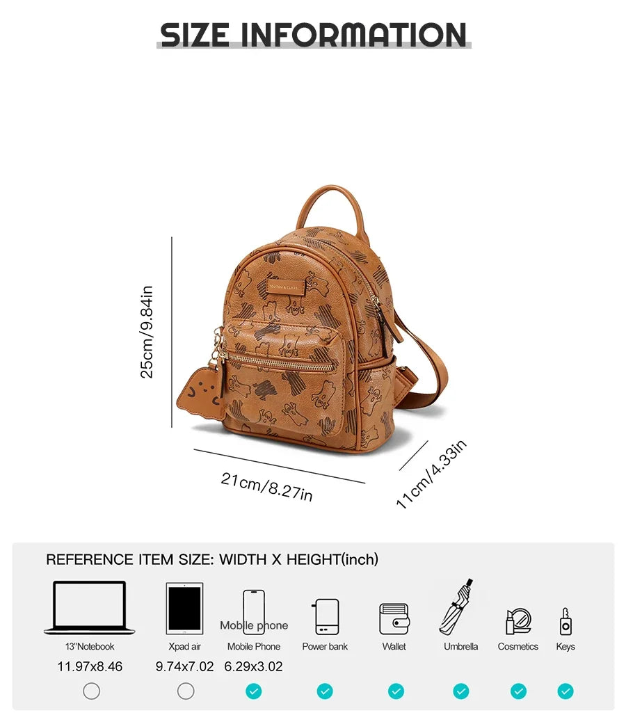 Cute Chibi Ghost Embossed Small Korean Aesthetic Backpack
