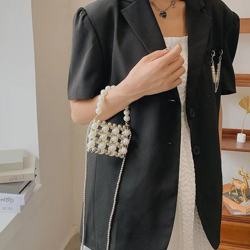 Dainty Beaded Mixed Pearl Beads Kawaii Handbag
