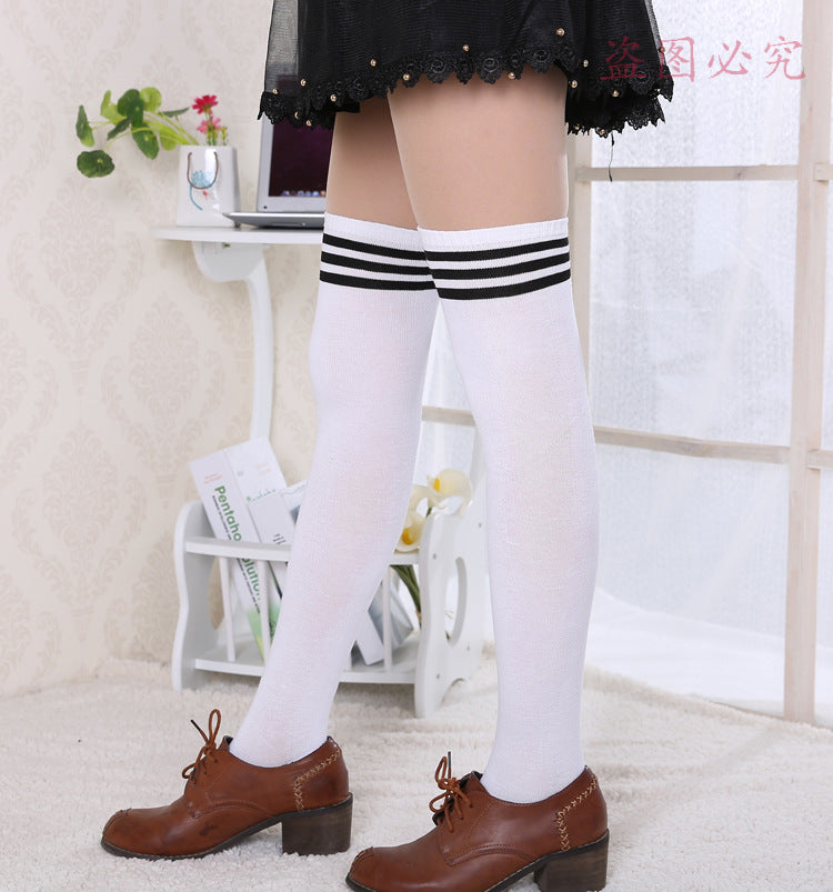 Sexy Black White Striped Long Socks Women Over Knee Thigh High Socks Over The Knee Stockings For Ladies Girls Warm Knee Socks