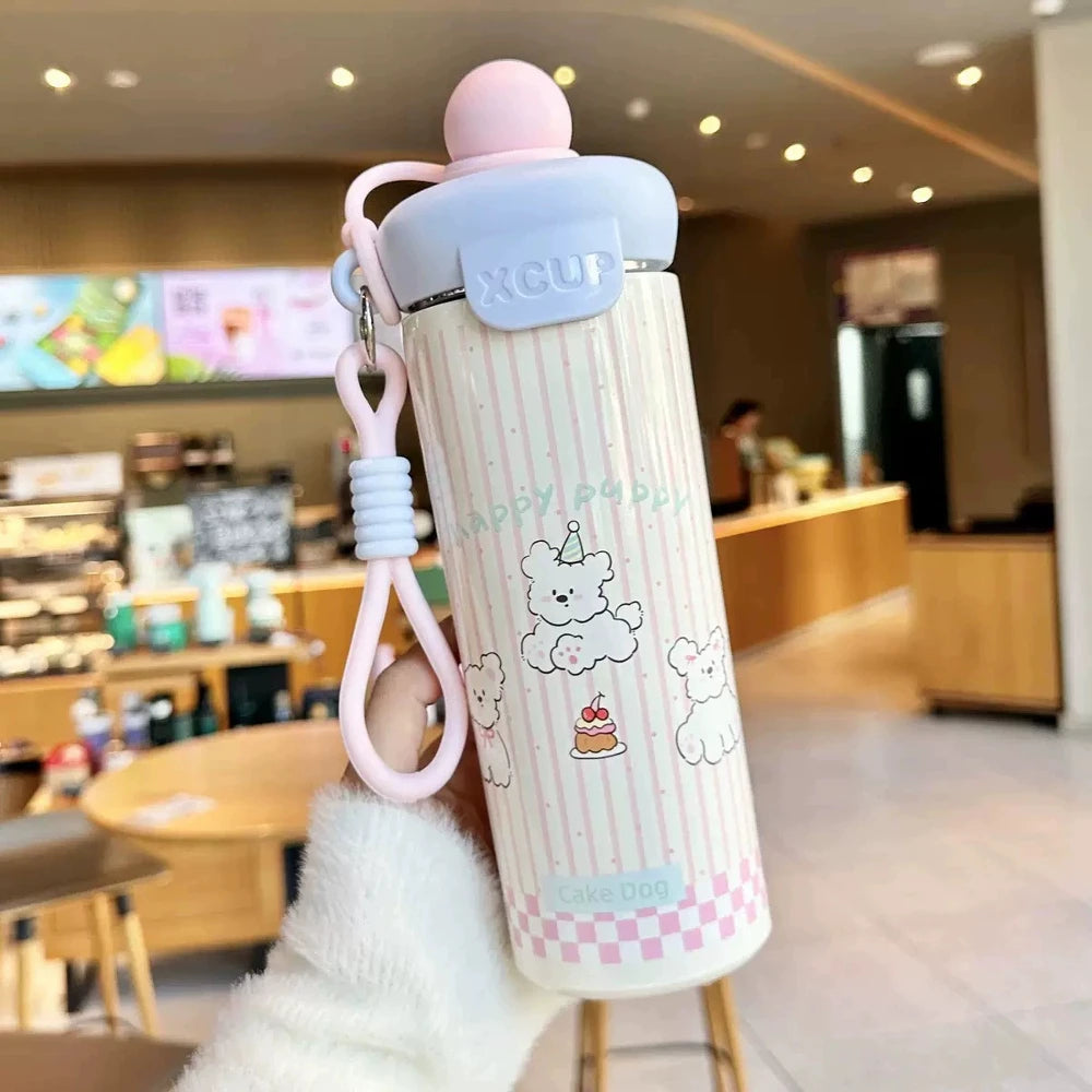 Kawaii Animal Insulated Water Bottle, 650ML Stainless Steel, Leakproof