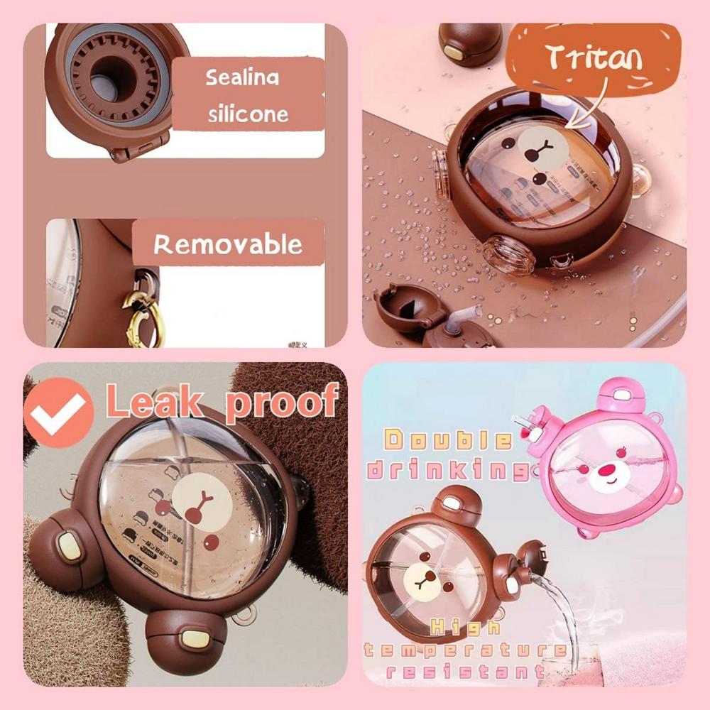 Kawaii Bear Cup | Leak-Proof | 750ml with Straw