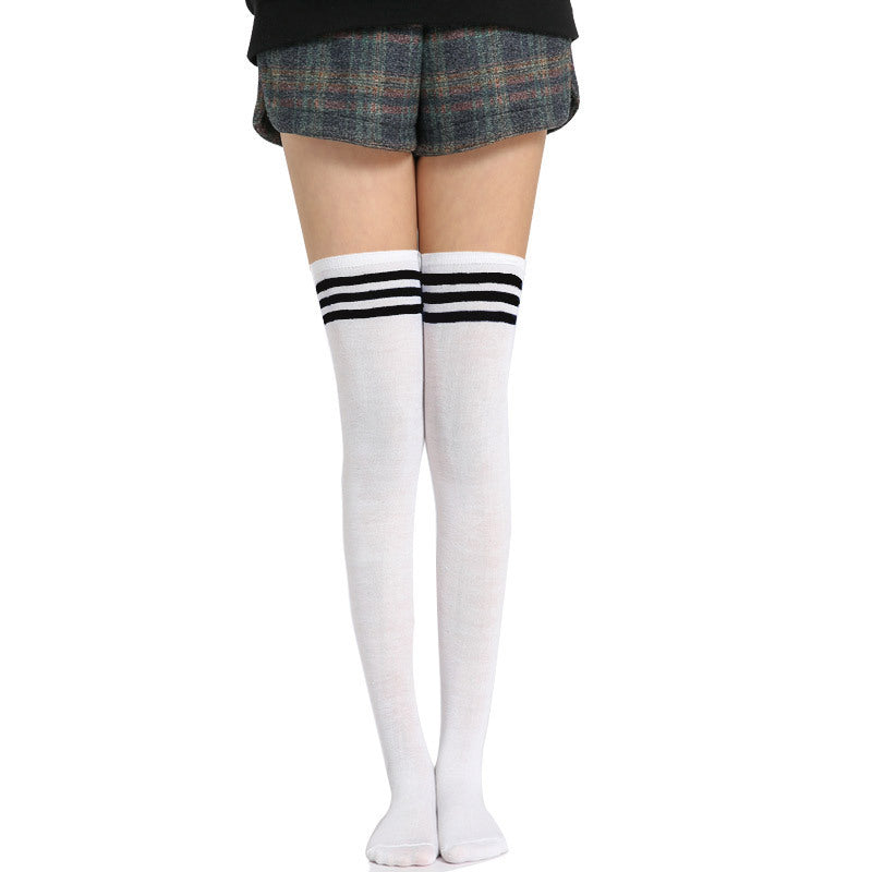 Sexy Black White Striped Long Socks Women Over Knee Thigh High Socks Over The Knee Stockings For Ladies Girls Warm Knee Socks