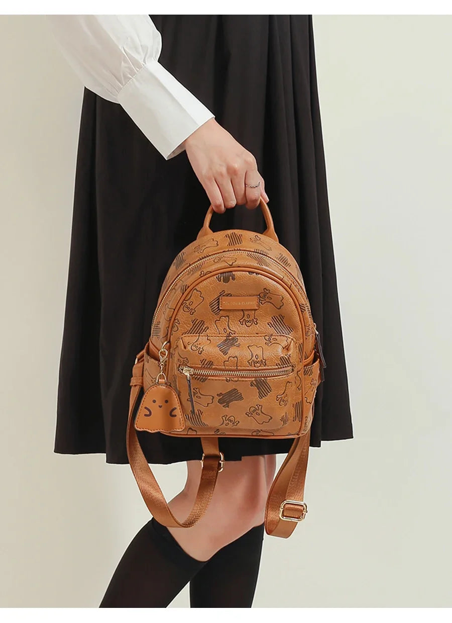 Cute Chibi Ghost Embossed Small Korean Aesthetic Backpack