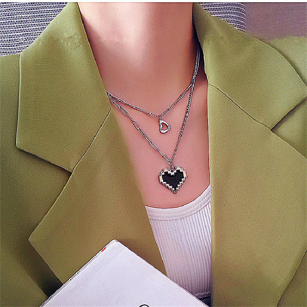 Kpop Pearl Heart Pendant Choker Necklace: Elegant Asymmetry Chain Jewelry