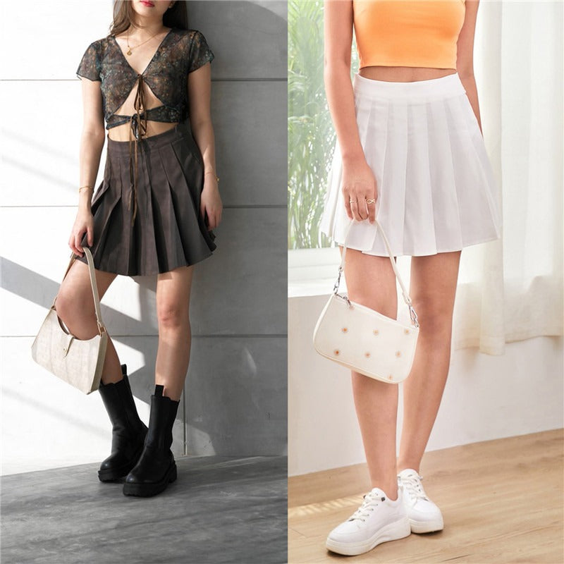 Pleated Skirt Women High Waist Sexy Mini Skirts Tennis Skirt Girl Dance Skirt Kawaii Casual Korean White Black Skirt Faldas Jupe