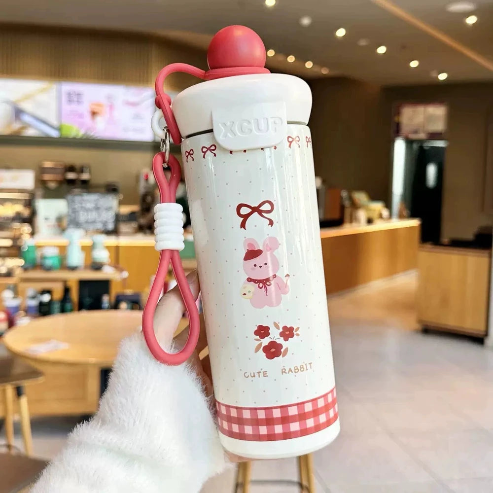 Kawaii Animal Insulated Water Bottle, 650ML Stainless Steel, Leakproof