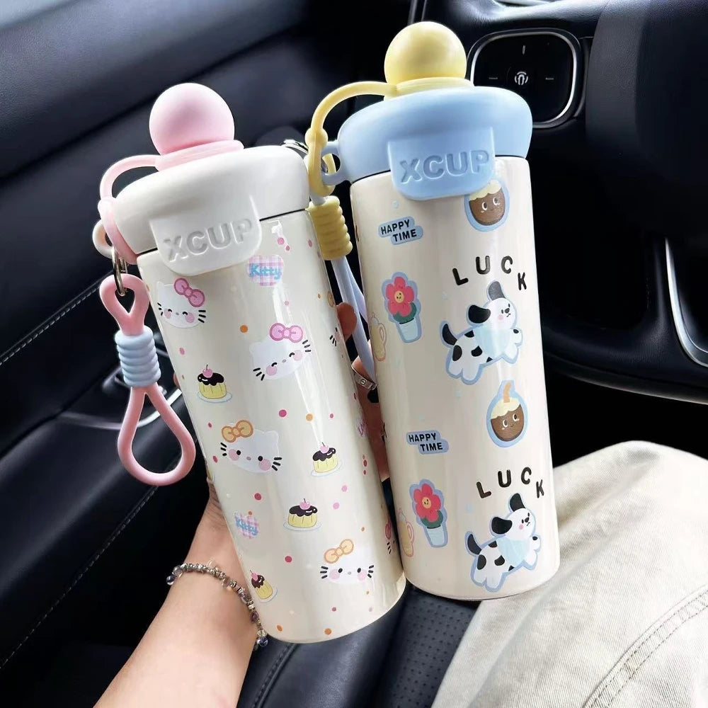 Kawaii Animal Insulated Water Bottle, 650ML Stainless Steel, Leakproof