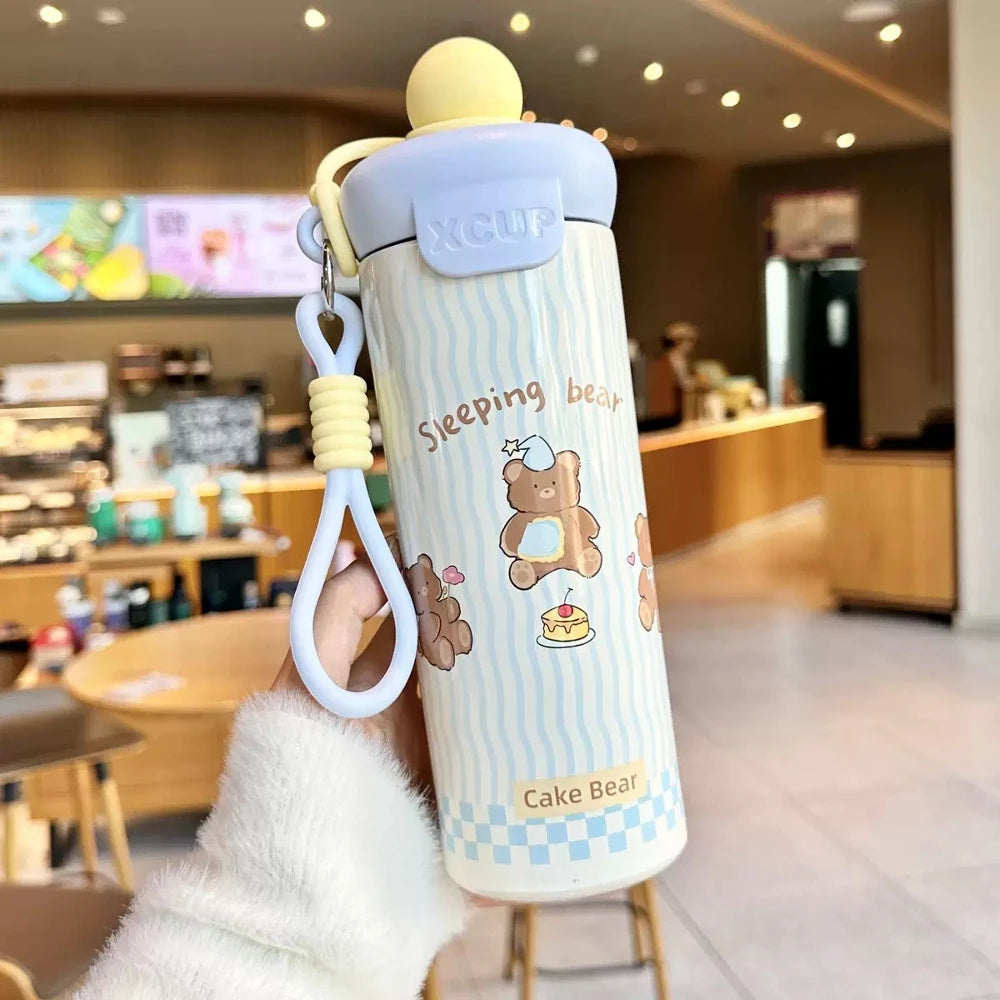 Kawaii Animal Insulated Water Bottle, 650ML Stainless Steel, Leakproof