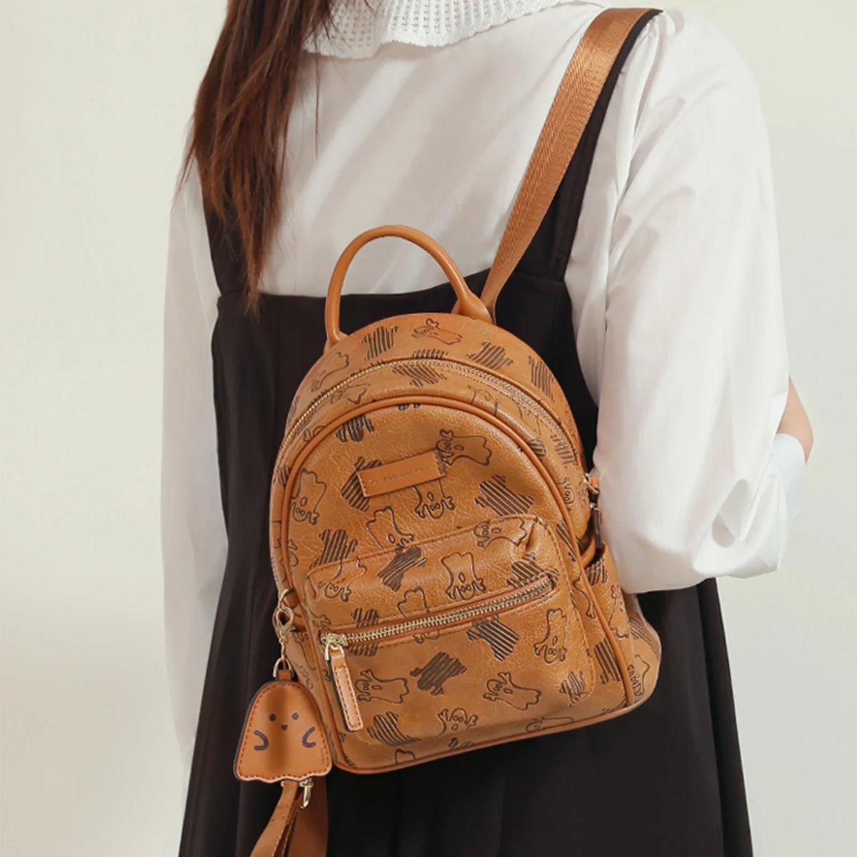 Cute Chibi Ghost Embossed Small Korean Aesthetic Backpack - 5L capacity