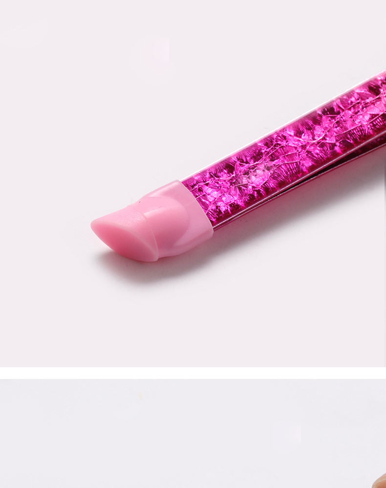 Pink crusted encrusted Nail Art Tweezers