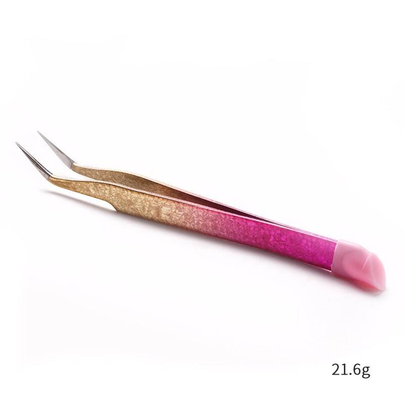 Pink crusted encrusted Nail Art Tweezers