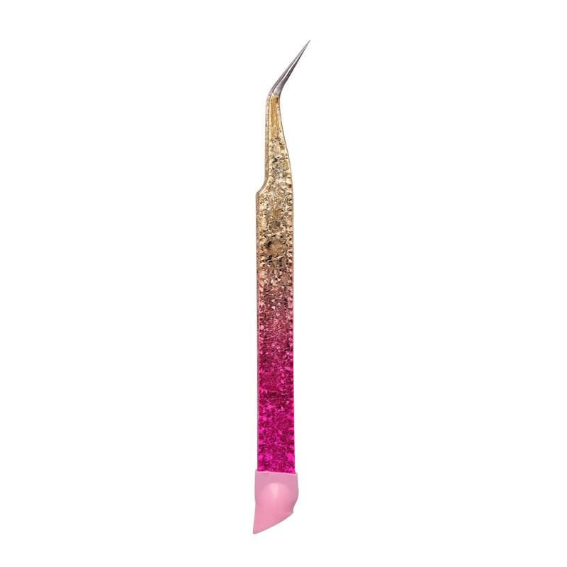 Pink crusted encrusted Nail Art Tweezers