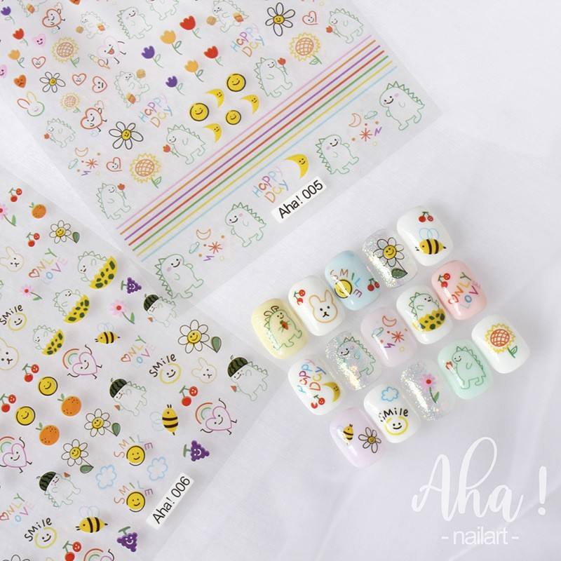 Kawaii Nail Art - Kawaii Bunny &amp; Aesthetic 3D Nail Sticker set