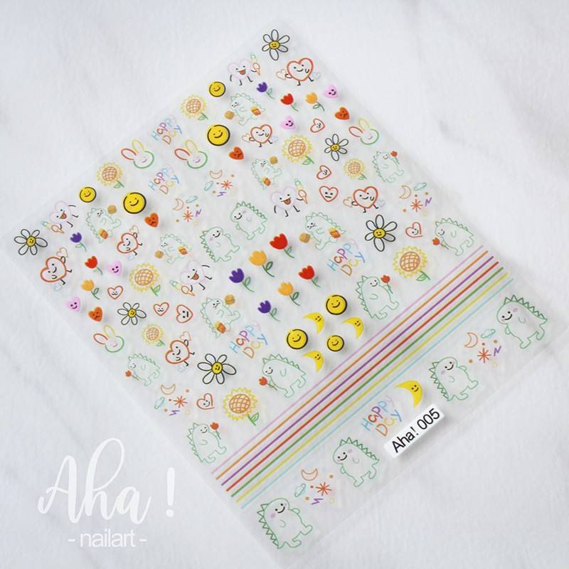 Kawaii Nail Art - Kawaii Bunny &amp; Aesthetic 3D Nail Sticker set
