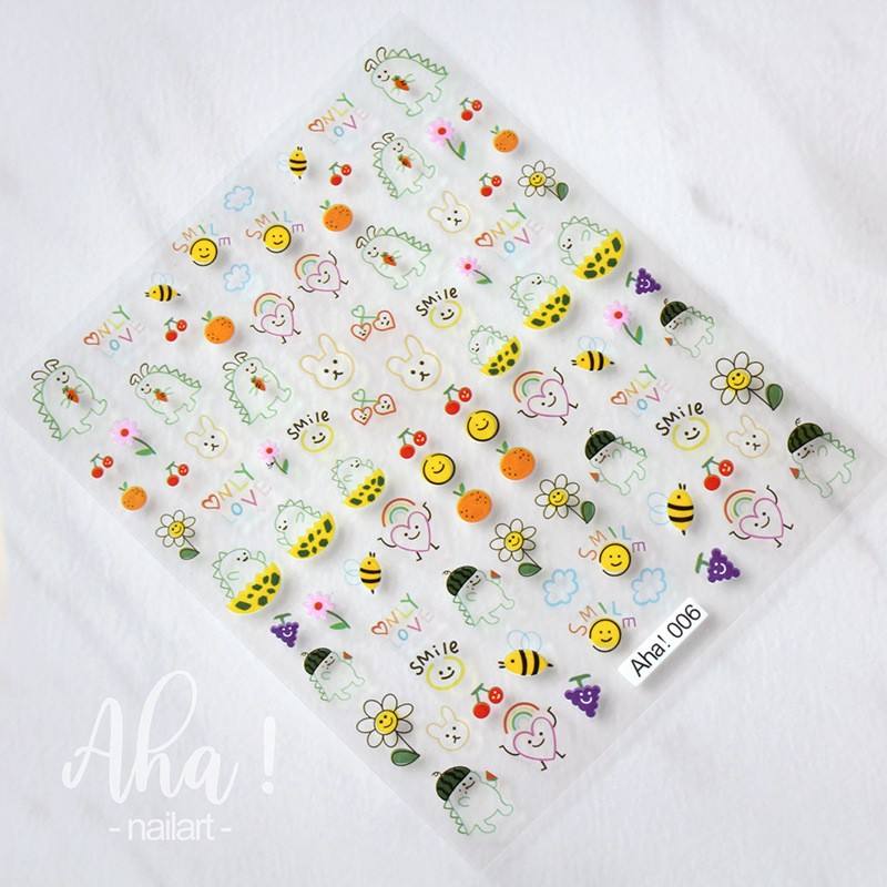Kawaii Nail Art - Kawaii Bunny &amp; Aesthetic 3D Nail Sticker set