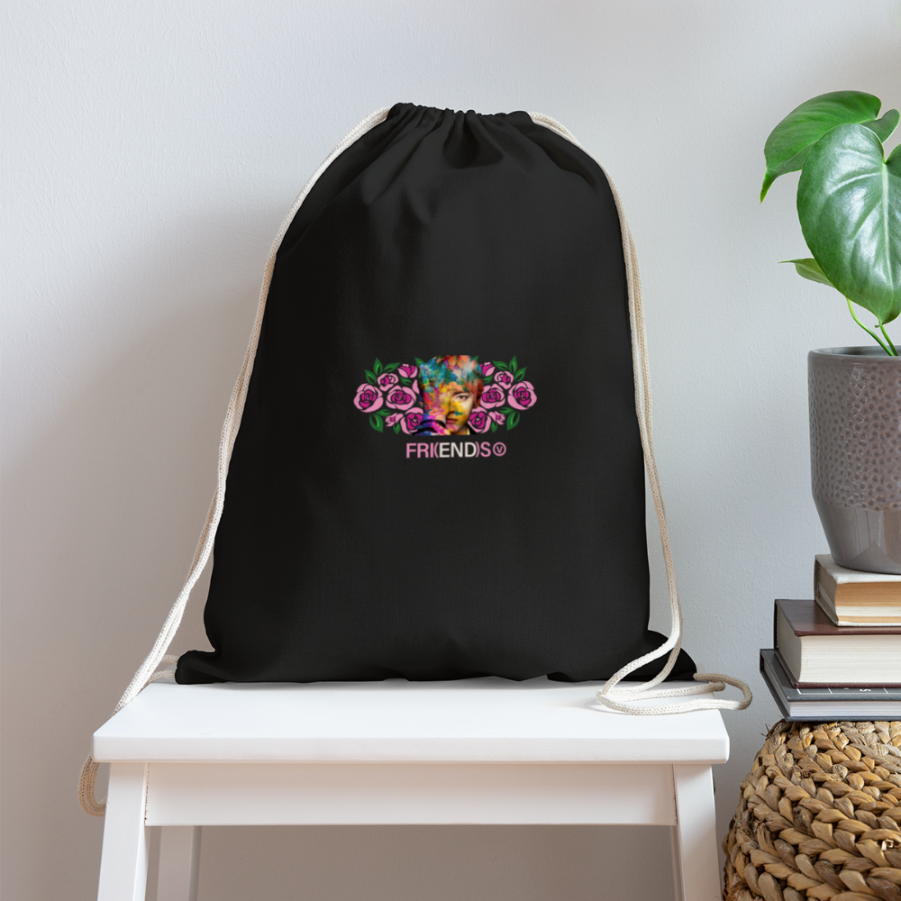 Friends Cotton Drawstring Bag - black