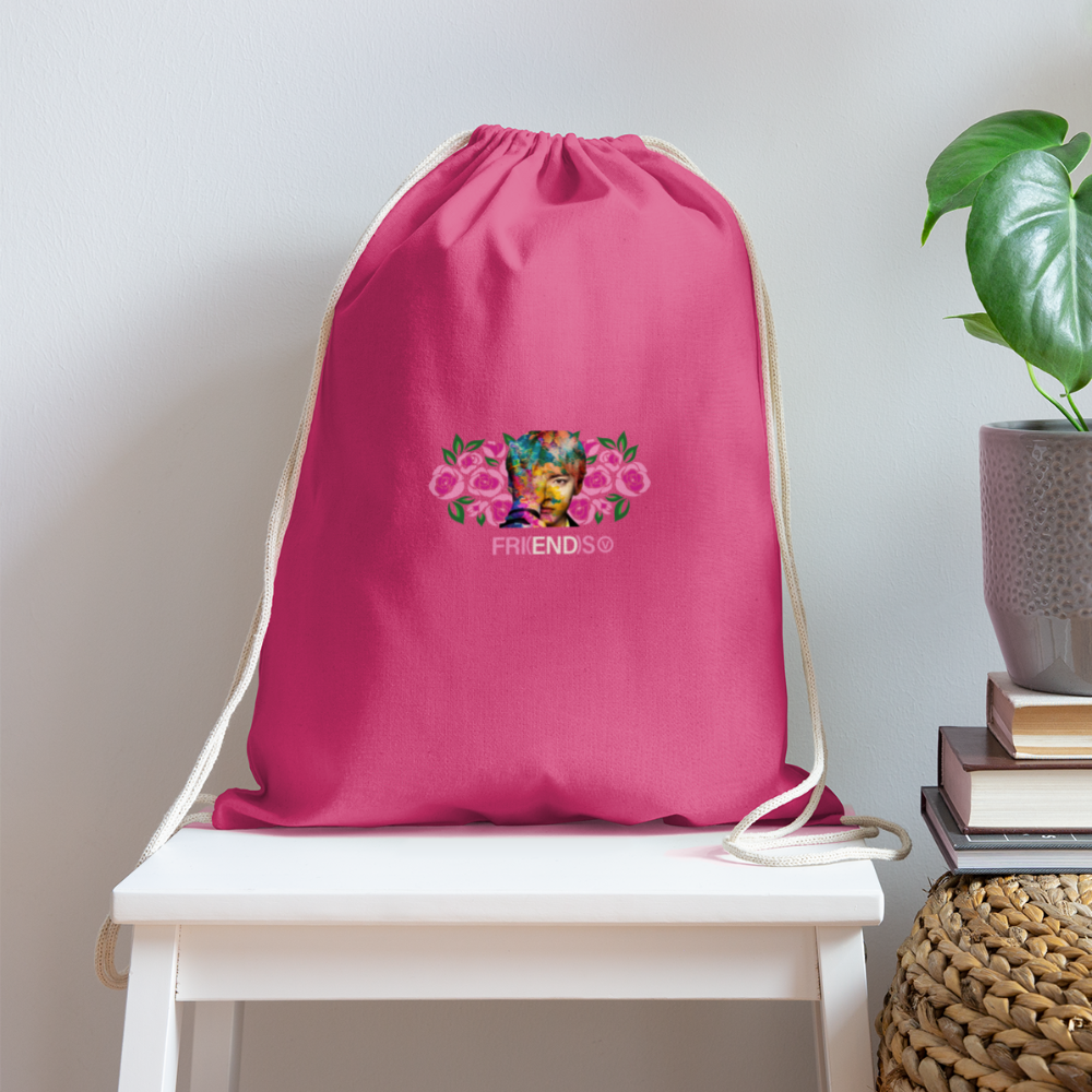 Friends Cotton Drawstring Bag - pink