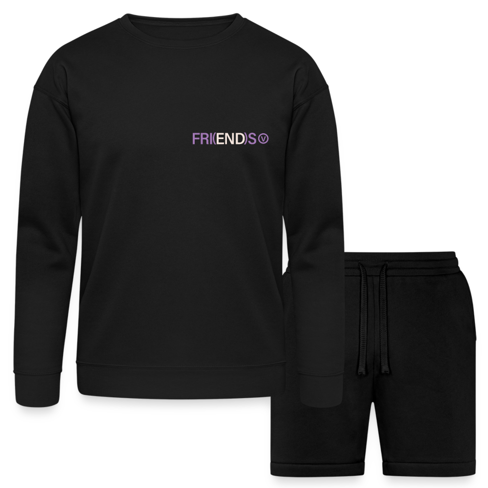 Friends Bella + Canvas Unisex Sweatshirt &amp; Short Set - black