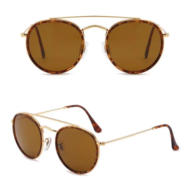 Round Unisex Metal/Brown sunglasses as worn by Jungkook