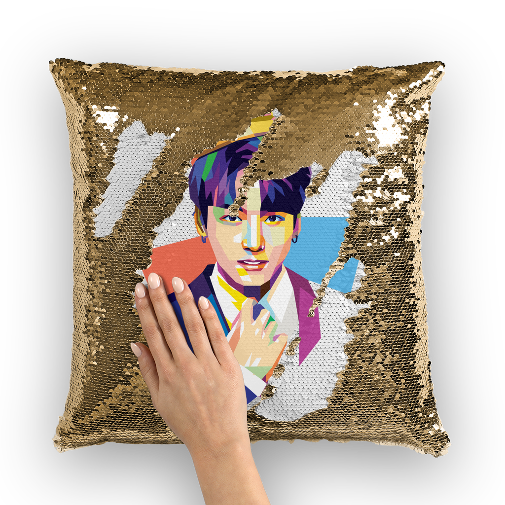 Golden Maknae Sequin Cushion Cover