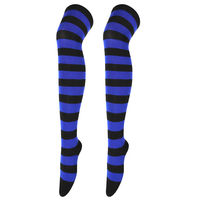European and American Socks Stockings Women Japanese Style Stripe Knee Socks Thigh Socks Cosplay Anime Women&#39;s Socks Wholesale