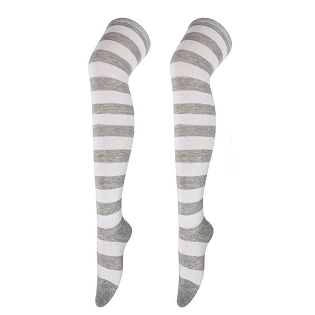 European and American Socks Stockings Women Japanese Style Stripe Knee Socks Thigh Socks Cosplay Anime Women&#39;s Socks Wholesale
