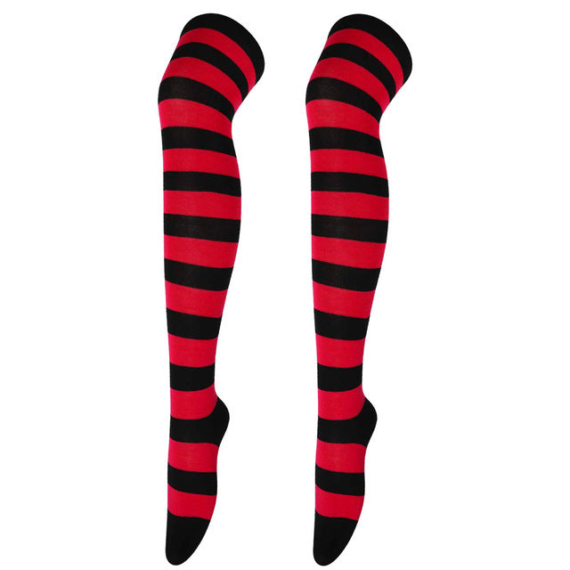 European and American Socks Stockings Women Japanese Style Stripe Knee Socks Thigh Socks Cosplay Anime Women&#39;s Socks Wholesale