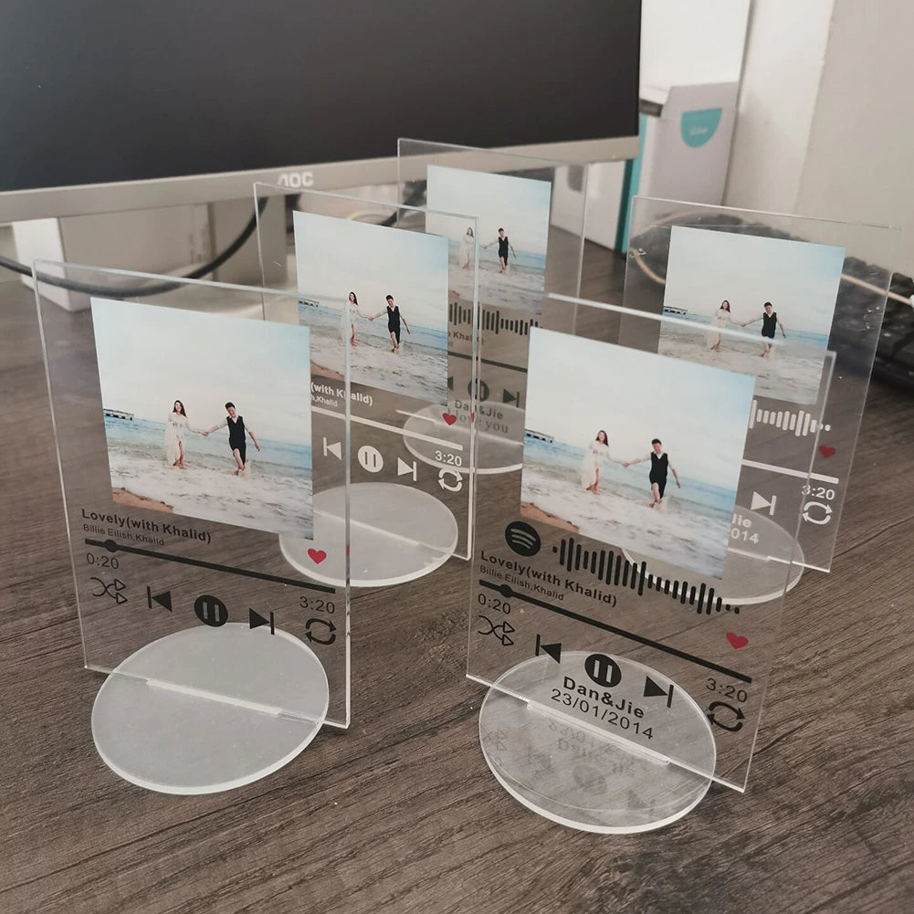 12x17cm Custom Acrylic Spotify Code Music Board With Stand Base Personalized Photo Song Singer Name Date Album Cover Plaque