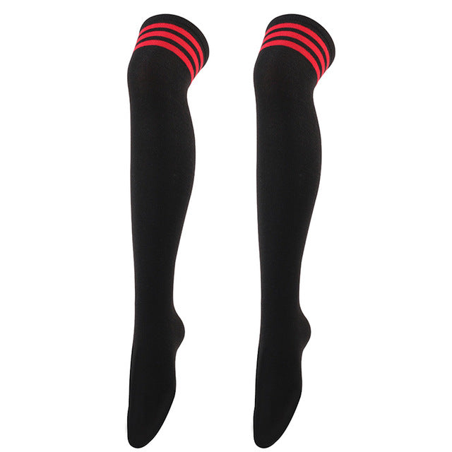 Sexy Striped Stockings Black White Over Knee Thigh High Cute Women Long  Socks
