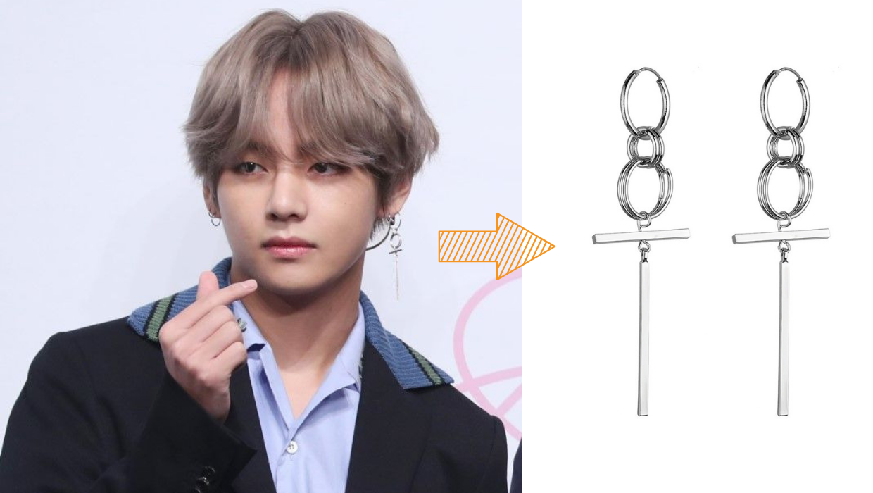 BTS V Taehyung Dangling Cross Kpop K pop Earrings Hello South Korea