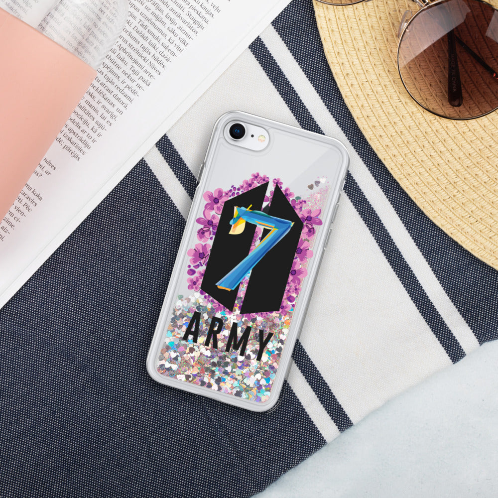 BTS 7th Anniversary Army Liquid Glitter Phone Case for iPhone