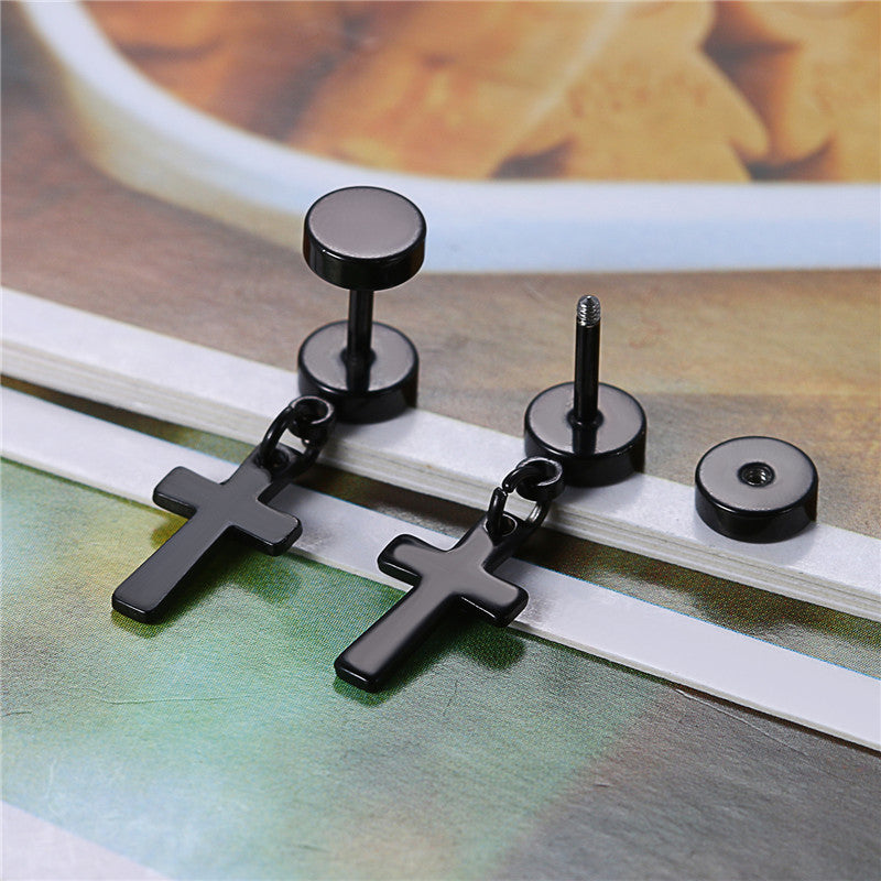 Disc and Cross K-pop style earrings