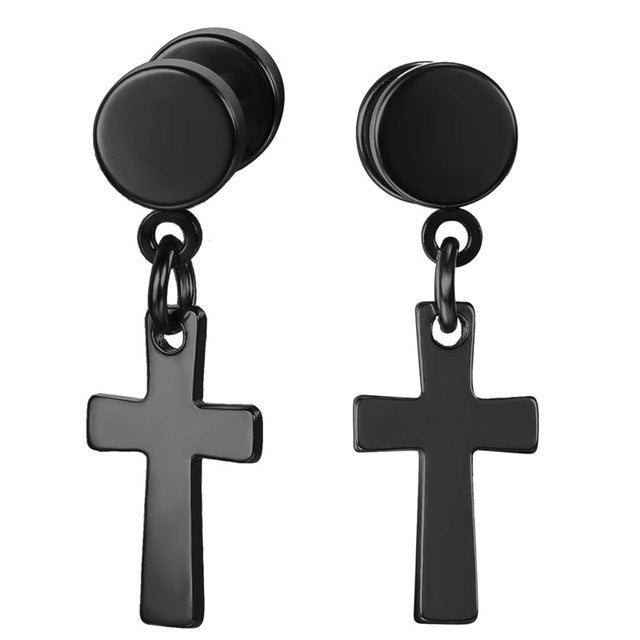 Disc and Cross K-pop style earrings