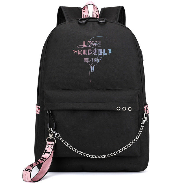 BTS LY Love Yourself Tear Backpack with USB interface