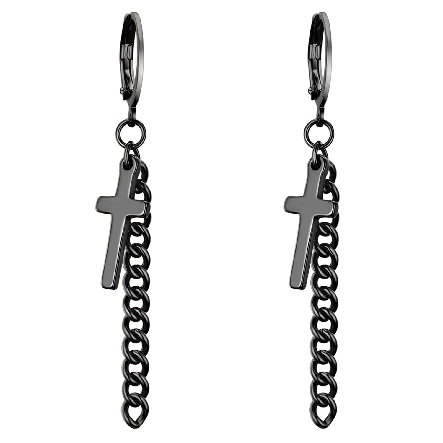 Cross and chain dangling kpop style earrings
