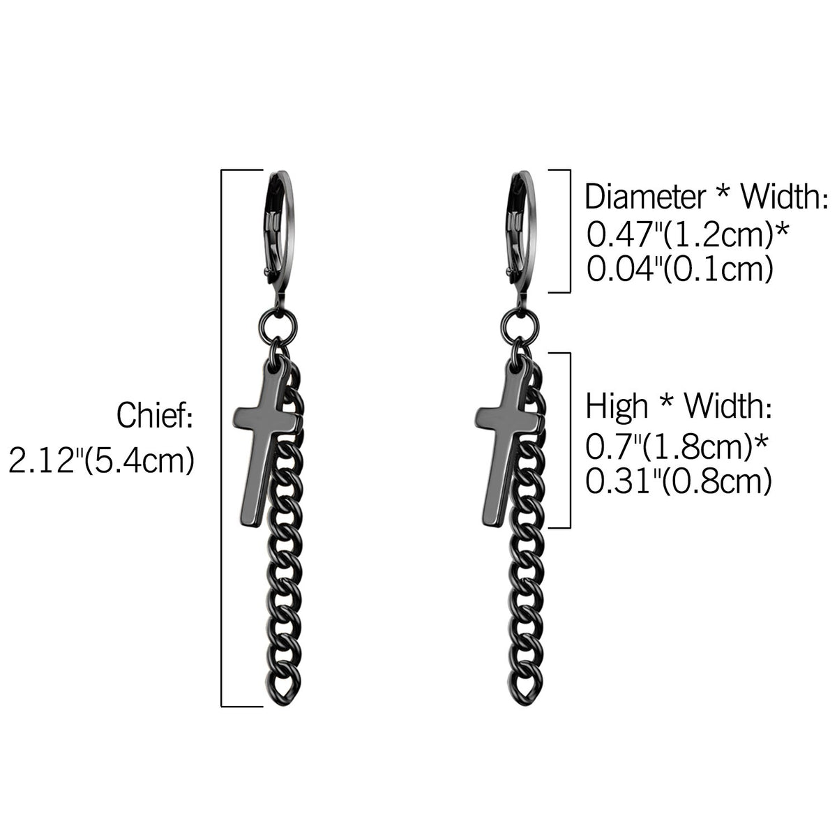 Cross and chain dangling kpop style earrings